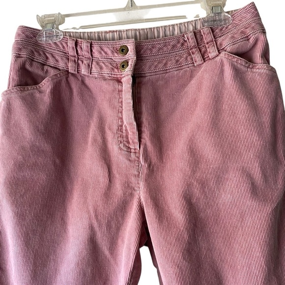 Garnet Hill Dusty Rose Pink High Waist Ribbed Cotton Corduroy Cuffed Pants SZ 8 - Picture 6 of 13